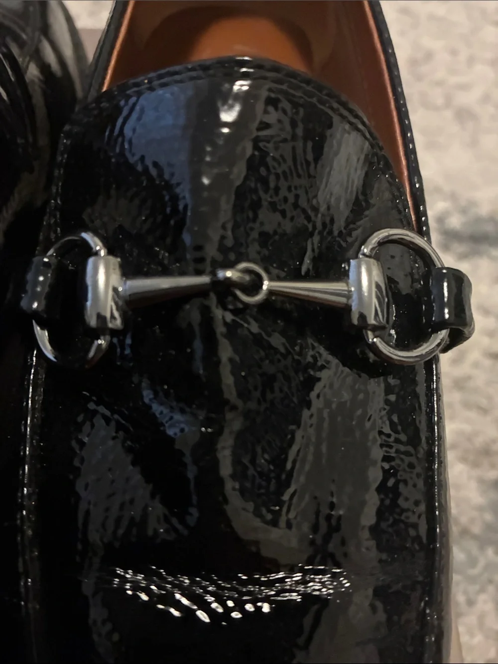 Franco Sarto Black Patent Lug Sole Loafers - Picture 8 of 12